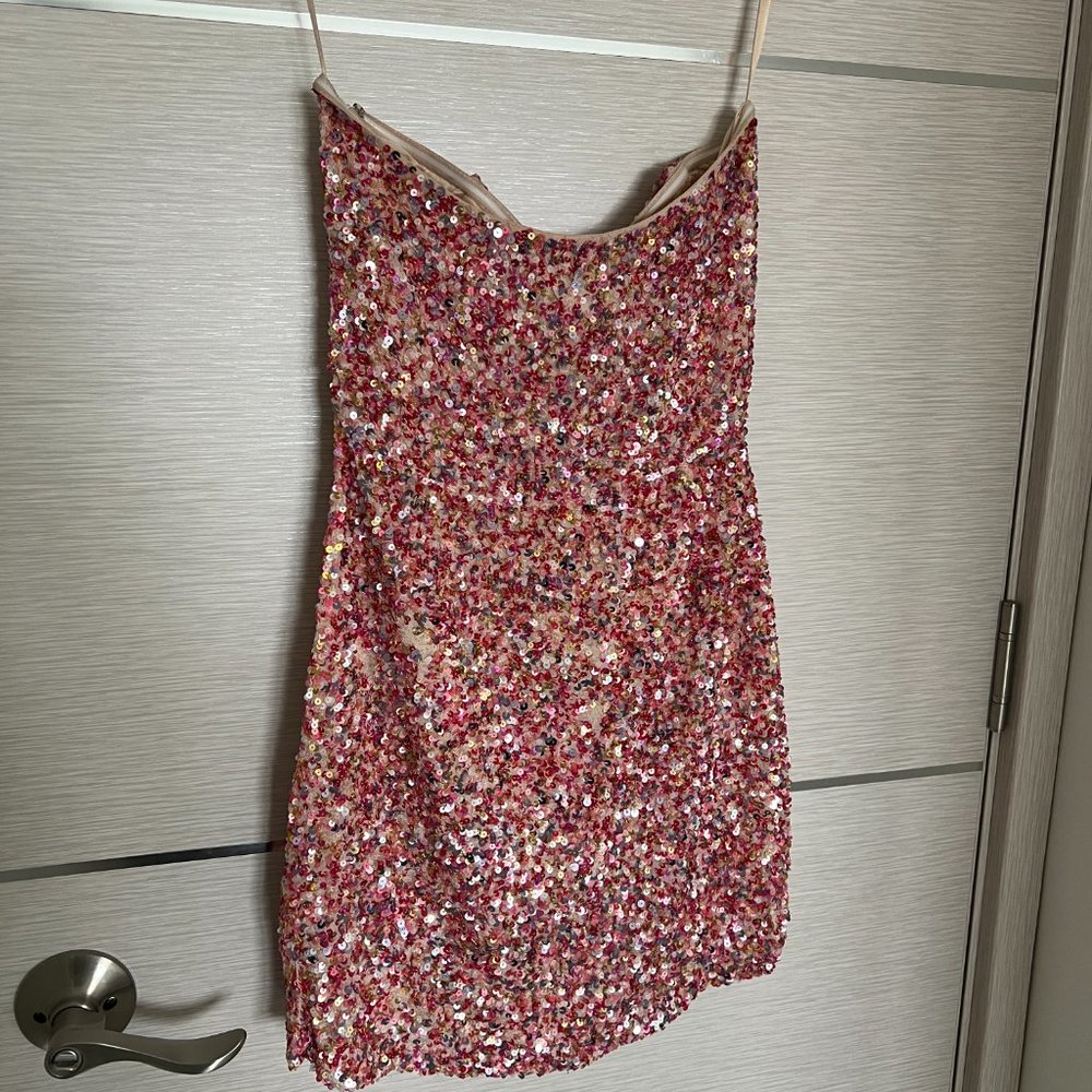 Retrofete Mini Sequin Strapless Dress